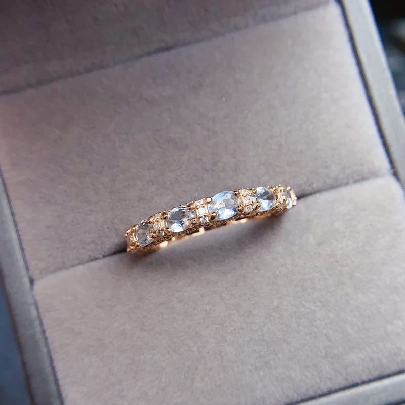 Natural aquamarini ring S925 silver with main stone 3*4mm