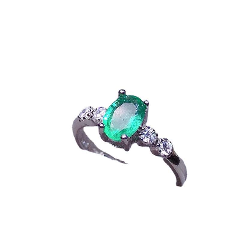Natural emerald ring wholesale 1 karat gem 925 silver live wholesale