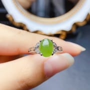 Factory wholesale explosions natural jasper ring S925 silver inlaid main stone 7*9 selling Europe and the United States a generation