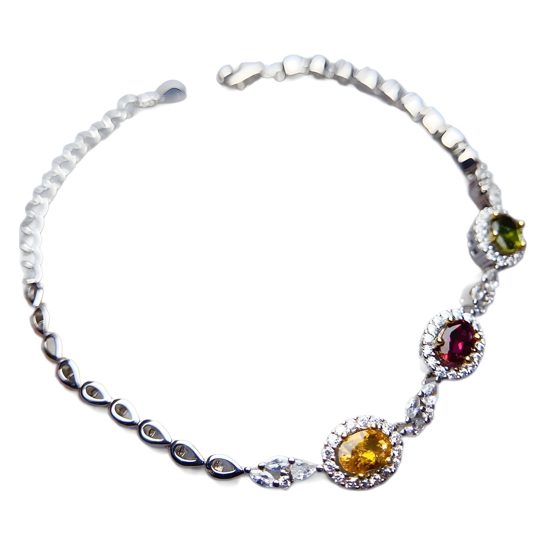 New s925 silver plated 18k gold natural color tourmaline bracelet 4*6 fashion simple hand ornaments a generation of hair