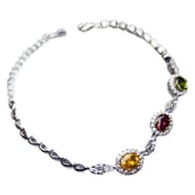 New s925 silver plated 18k gold natural color tourmaline bracelet 4*6 fashion simple hand ornaments a generation of hair