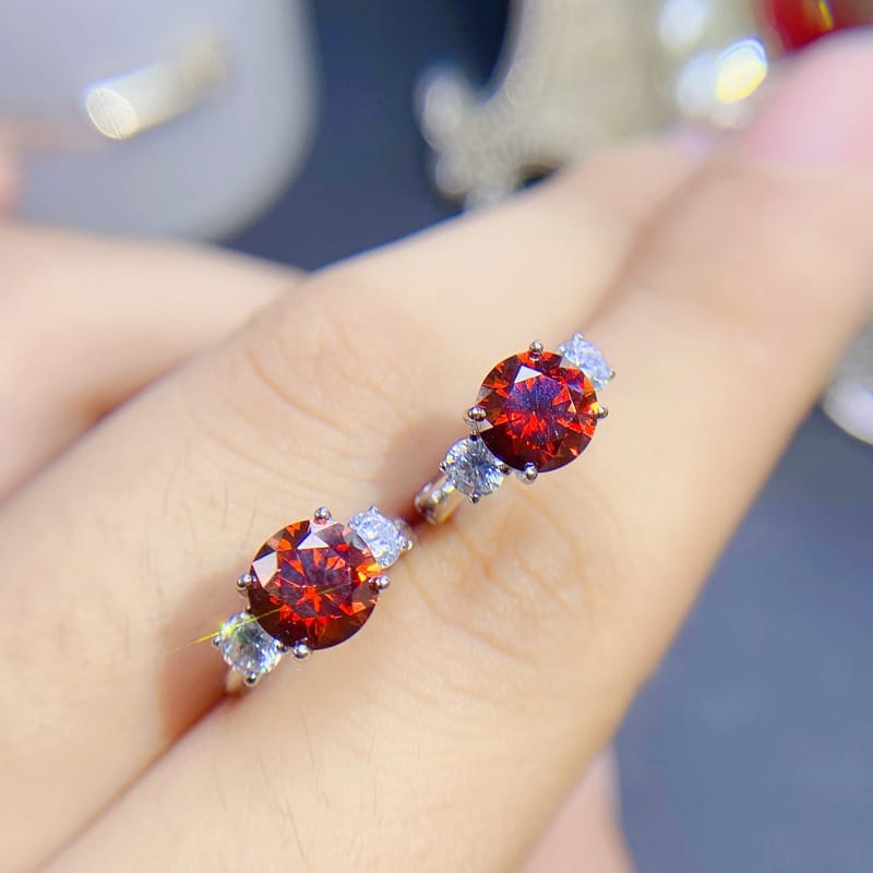 New 925 silver US imported Mosane diamond earrings 1 karat all kinds of color Mosane Diamond trembles live supply
