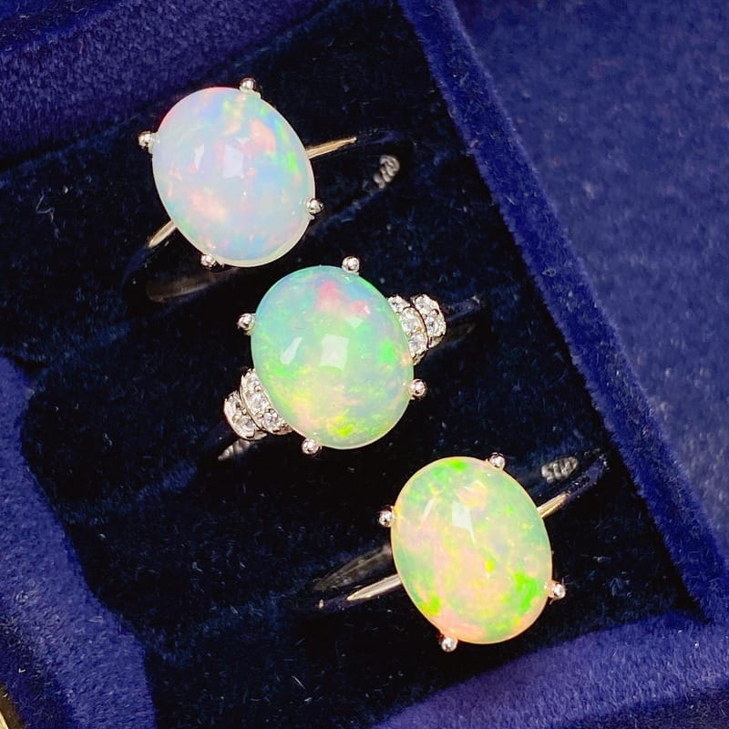 Natural colorful opal ring Fire color flash 925 silver jewelry ladies ring color treasure wholesale first-hand supply