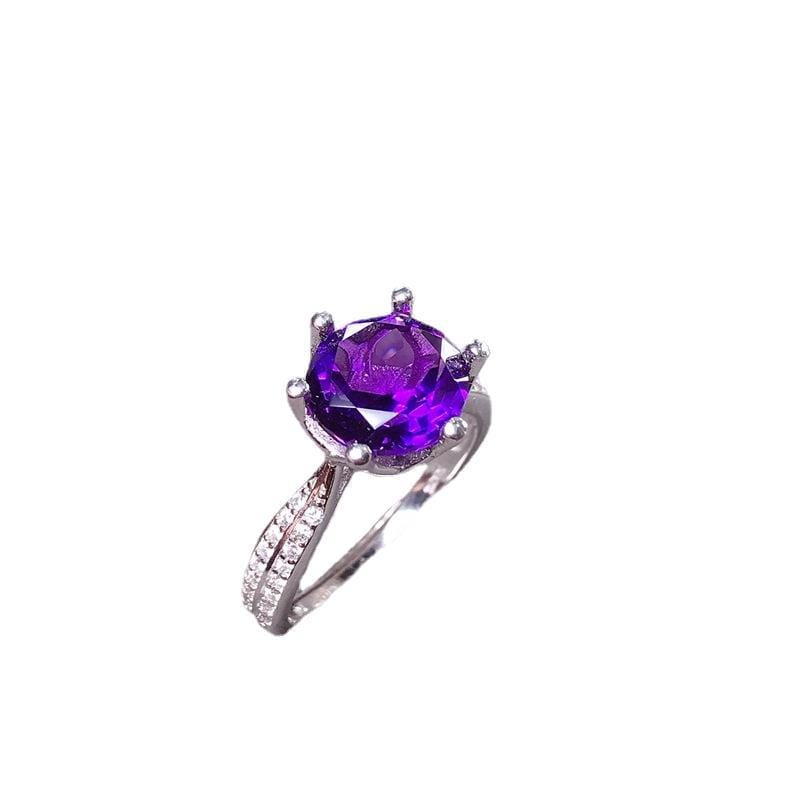 Amethyst ring 925 silver inlaid amethyst ring gift for girlfriend factory order for goods