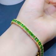 Green Light Luxury Natural Diopside Bracelet Wholesale 925 Silver Ladies Bracelet 3*3 Luxury Light Luxury Premium