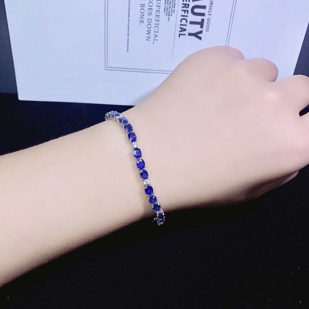 Factory wholesale explosions natural sapphire bracelet S925 silver inlaid with the main stone 4*5 selling Europe and the United States a generation of hair