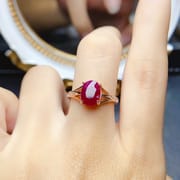 Factory wholesale explosions natural ruby ring S925 silver inlaid with the main stone 7*9 selling Europe and the United States a generation of hair