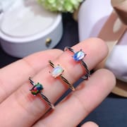925 silver inlaid natural Australian Opal black opal blue moonlight ladies live ring live trembles wholesale