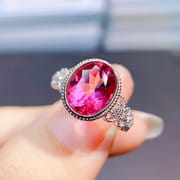 Factory wholesale explosions natural powder Topaz ring S925 silver inlaid with the main stone 8*10 selling Europe and the United States a piece