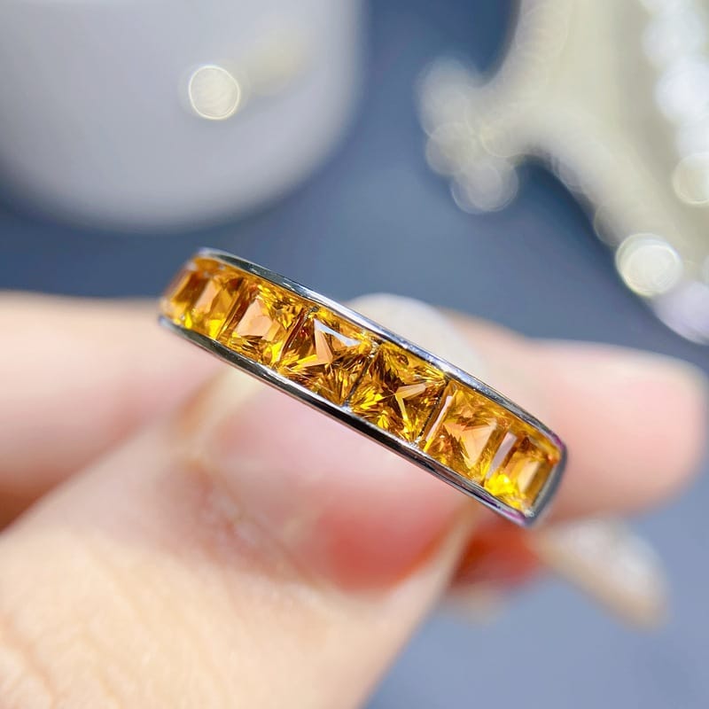 Simple 925 silver inlaid natural citrine ring ladies live ring tremolo supplied for testing