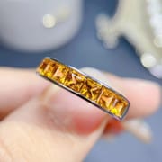 Simple 925 silver inlaid natural citrine ring ladies live ring tremolo supplied for testing