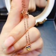 工厂批发爆款天然彩蓝宝项链S925银镶嵌主石3*3热销欧美一件代发