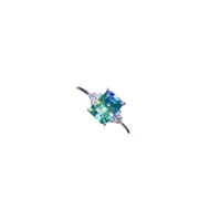 Small fresh simple U.S. imported green mosant diamond ladies ring 925 silver 5*7 sugar black card drill pen
