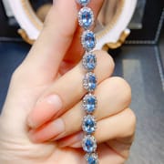 Factory wholesale explosions natural Topaz bracelet S925 silver inlaid main stone 4*6 selling Europe and the United States a generation of hair