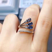 Factory wholesale explosions natural Topaz ring S925 silver inlaid main stone 3*5 selling Europe and the United States a generation of hair