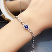工厂批发爆款天然蓝宝石手链S925银镶嵌主石5*7热销欧美一件代发