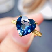 Italian Craft Design Advanced Natural London Blue Topaz Ring Love Gem 925 Silver Loving Beauty Ring