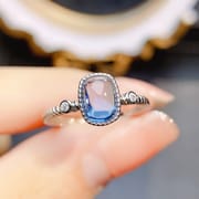 Factory wholesale explosions natural Topaz ring S925 silver inlaid main stone 5*7 selling Europe and the United States a generation of hair