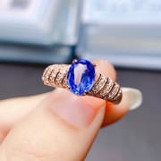 Factory wholesale explosions natural sapphire ring S925 silver inlaid with the main stone 6*8 selling Europe and the United States a generation of hair