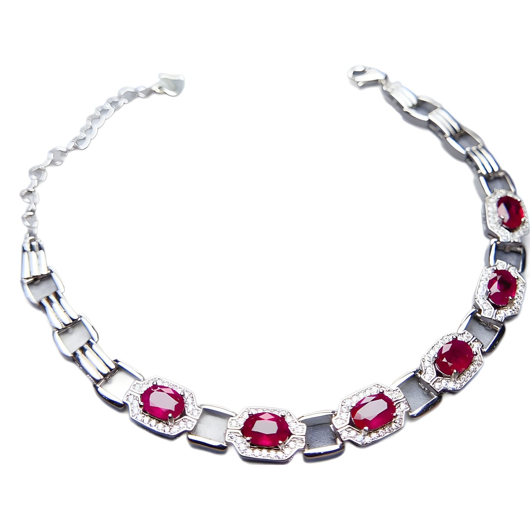 Live Supply Caibao Jewelry s925 Silver Inlaid Natural Old Burned Ruby Bracelet Fashionable Simple Accessories