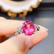 Factory wholesale explosions natural powder Topaz ring S925 silver inlaid with the main stone 8*10 selling Europe and the United States a piece