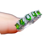 New fashion ladies ring 925 silver 3*4mm clean diopside ring live color treasure wholesale