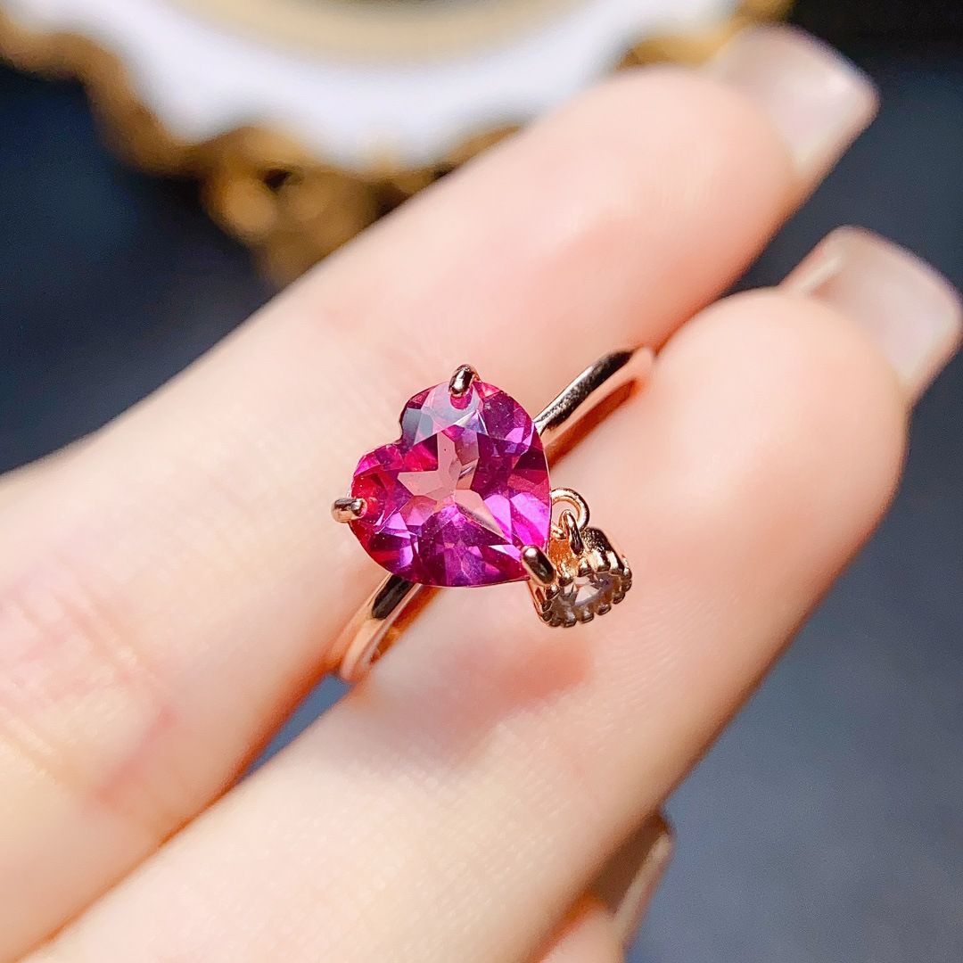 Factory wholesale explosions natural powder Topaz ring S925 silver inlaid main stone 8*8 selling Europe and the United States a piece