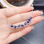 Factory wholesale explosions natural sapphire necklace S925 silver inlaid main stone 3*5 selling Europe and the United States a generation of hair