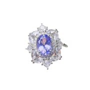 Factory wholesale explosions natural tanzanite ring S925 silver inlaid main stone 6*8 selling Europe and the United States a generation of hair