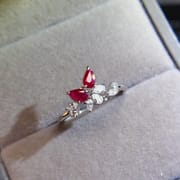 Factory wholesale explosions natural ruby ring S925 silver inlaid with the main stone 3*5 selling Europe and the United States a generation of hair