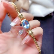 Factory wholesale explosions natural Topaz bracelet S925 silver inlaid main stone 10*14 selling Europe and the United States a generation