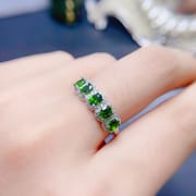 New fashion ladies ring 925 silver 3*4mm clean diopside ring live color treasure wholesale