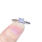 Natural aquamarine ring Princess Square 925 sterling silver women's ring overseas e-commerce live supply