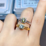 Factory wholesale explosions natural tourmaline ring S925 silver inlaid main stone 5*5 selling Europe and the United States a generation of hair
