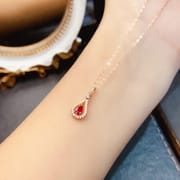工厂批发爆款天然红宝石项链S925银镶嵌主石3*5热销欧美一件代发
