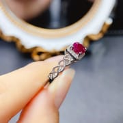 Factory wholesale explosions natural ruby ring S925 silver inlaid with the main stone 5*7 selling Europe and the United States a generation of hair