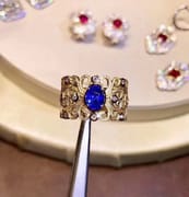 Net red 925 silver natural sapphire ring ladies trembles live color treasure wholesale