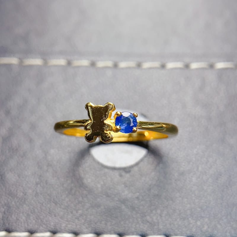 Natural sapphire ring S925 silver inlaid main stone 3*3