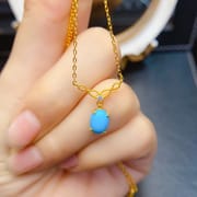 Factory Wholesale Popular Natural Beauty Pine Necklace S925 Silver Inlaid Main Stone 6*8 Hot Selling European and American Dropshipping