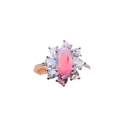 Factory wholesale explosions natural powder Opal ring S925 silver inlaid main stone 5*8 hot Europe and the United States a generation of hair