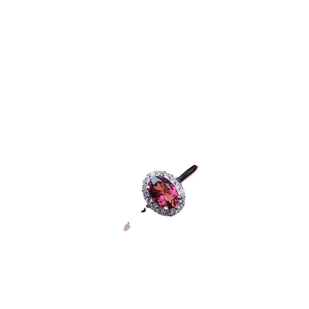 Factory wholesale explosions natural tourmaline ring S925 silver inlaid main stone 4*5 selling Europe and the United States a generation of hair