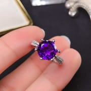 Amethyst ring 925 silver inlaid amethyst ring gift for girlfriend factory order for goods