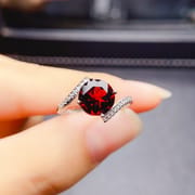 Factory wholesale explosions natural garnet ring S925 silver inlaid main stone 8*8 selling Europe and the United States a generation of hair