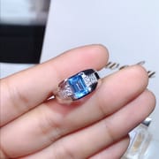 Natural Topaz Men's Ring Wholesale 925 Silver Square Swiss Blue Live Store Supply