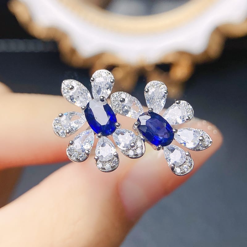 Factory wholesale explosions natural sapphire ring S925 silver inlaid with the main stone 4*6 selling Europe and the United States a generation of hair