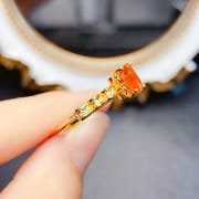 工厂批发爆款天然芬达石榴石戒指S925银镶嵌主石5*7热销欧美代发