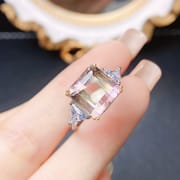 Factory wholesale explosions natural amethyst ring S925 silver inlaid with the main stone 10*10 selling Europe and the United States a generation