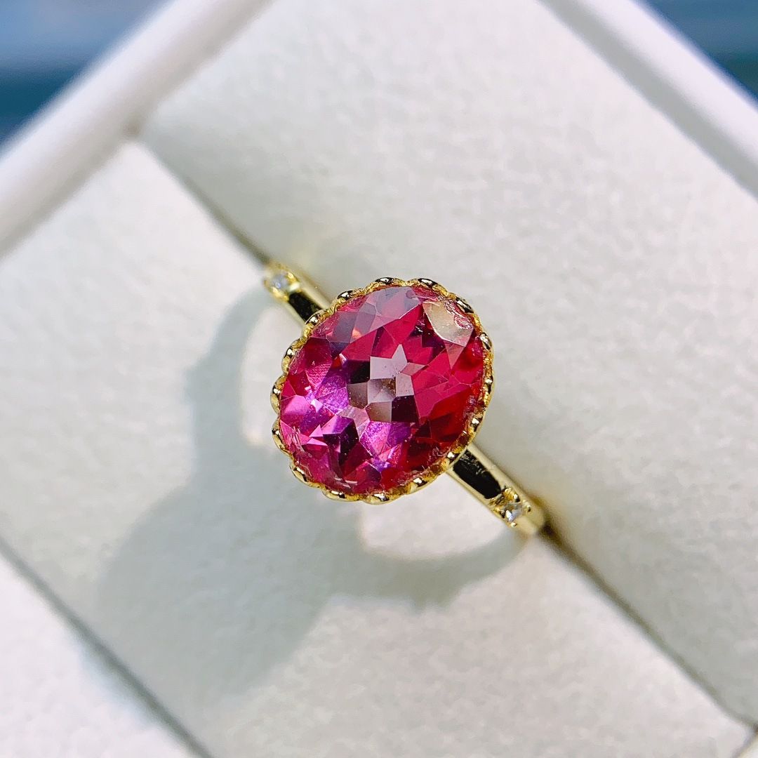 Factory wholesale explosions natural powder Topaz ring S925 silver inlaid with the main stone 8*10 selling Europe and the United States a piece