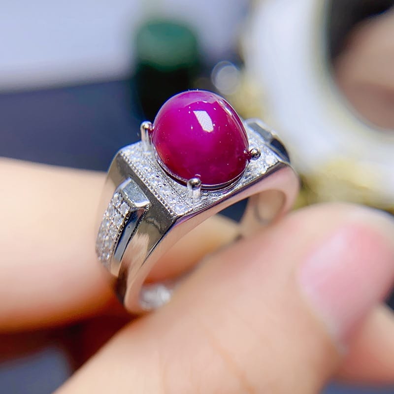 4 karat natural Ruby men's ring 925 silver adjustable cross-border e-commerce supply