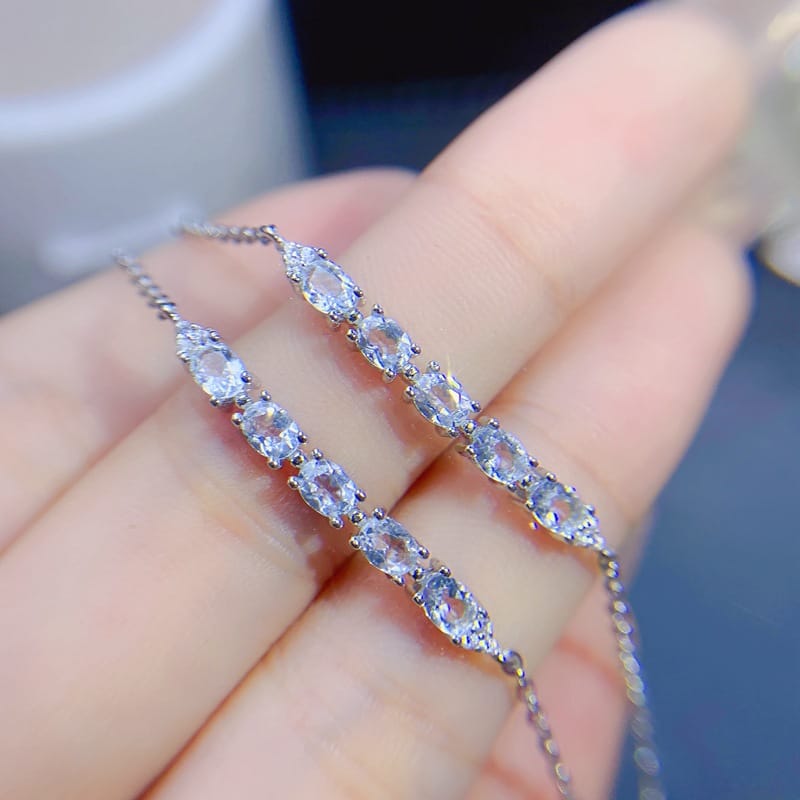 New on New Natural Aquamarine Bracelet 925 Silver Inlaid Gift Wholesale Main Stone 3.4 Jewelry Wholesale